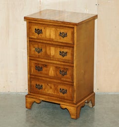 LOVELY VINTAGE BURR & BURL YEW WOOD NiGHTSTAND SIDE TABLE SIZED CHEST OF DRAWERS