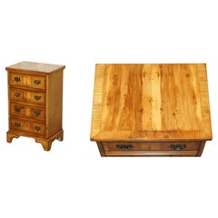 LOVELY VINTAGE BURR & BURL YEW WOOD NiGHTSTAND SIDE TABLE SIZED CHEST OF DRAWERS