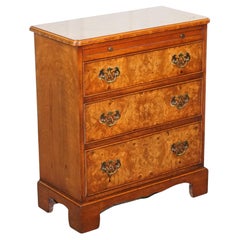 LOVELY Vintage BURR WALNUT BACHERLORS CHEST OF DRAWERS WITH A BUTLER SLiDE