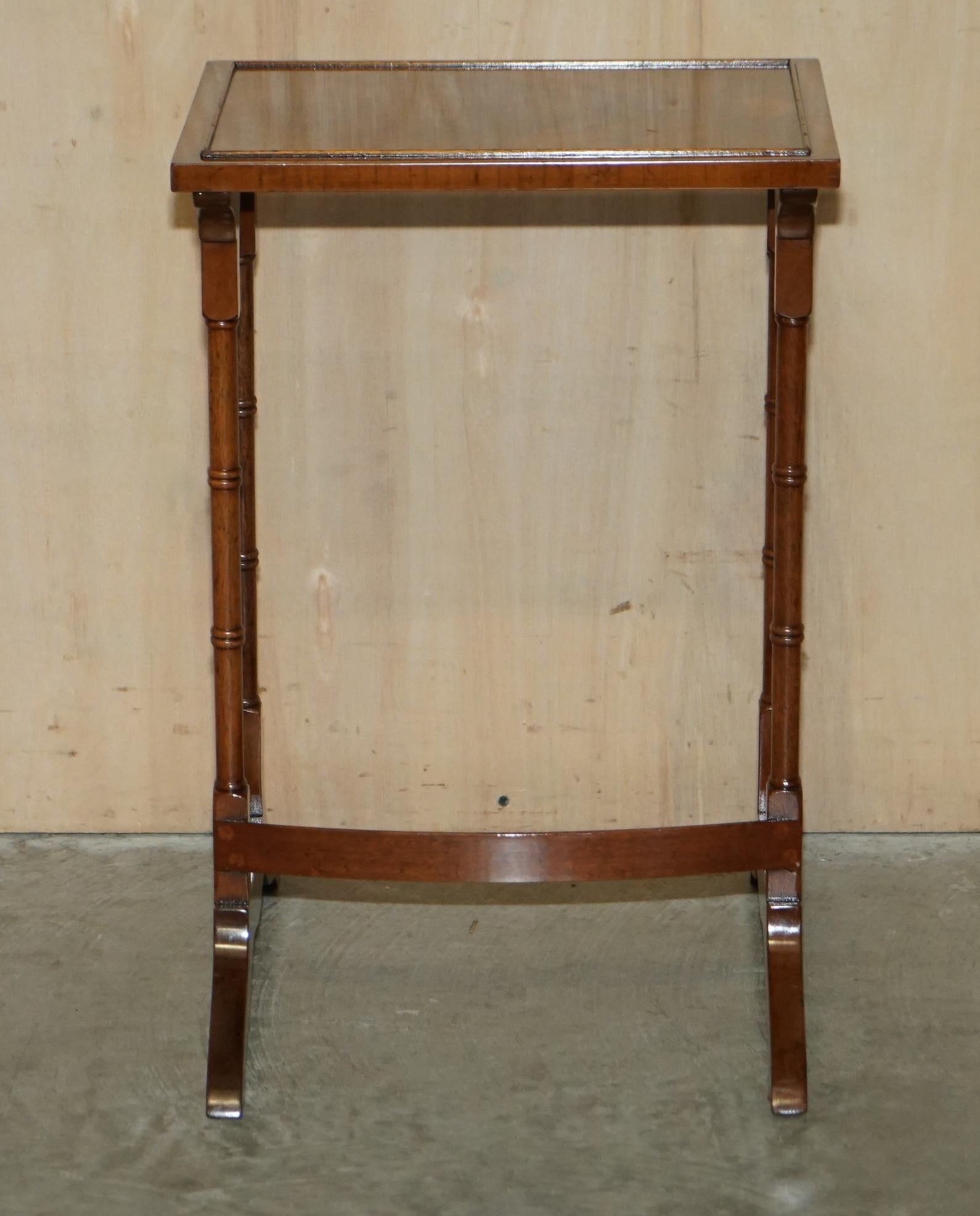 Lovely Vintage Burr Walnut Chippendale Style Nest of Three Side End Lamp Tables For Sale 13