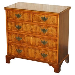 LOVELY VINTAGE BURR WALNUT GEORGIAN STYLE ENGLISH CHEST OF DRAWERS PART OF SUITE