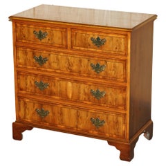 LOVELY Vintage BURR WALNUT GEORGIAN ENGLiSH STYLE CHEST OF DRAWERS PART OF SUITE