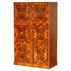 LOVELY ViNTAGE BURR WALNUT PARQUETRY MILITARY CAMPAIGN WARDROBE INTERNAL SHELVES