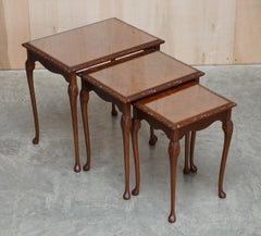 Drei schöne Vintage-Beistelltische aus Wurzelnussholz im Regency-Stil