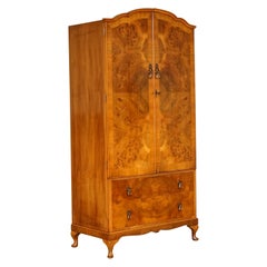 Lovely Vintage Burr Walnut Two Door Wardrobe with Queen Anne Legs