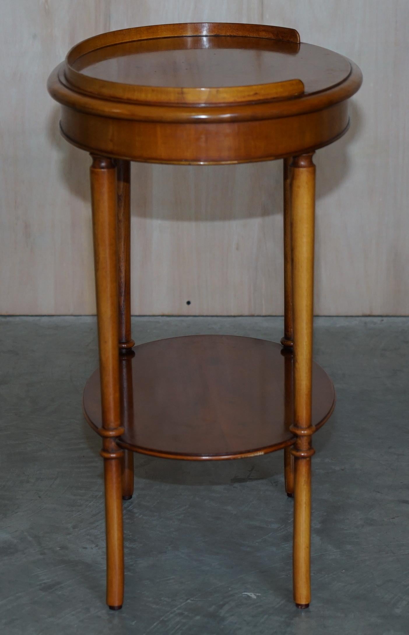 Lovely Vintage Burr Yew Wood Oval Side End Lamp Wine Table with Gallery Rail Top For Sale 5