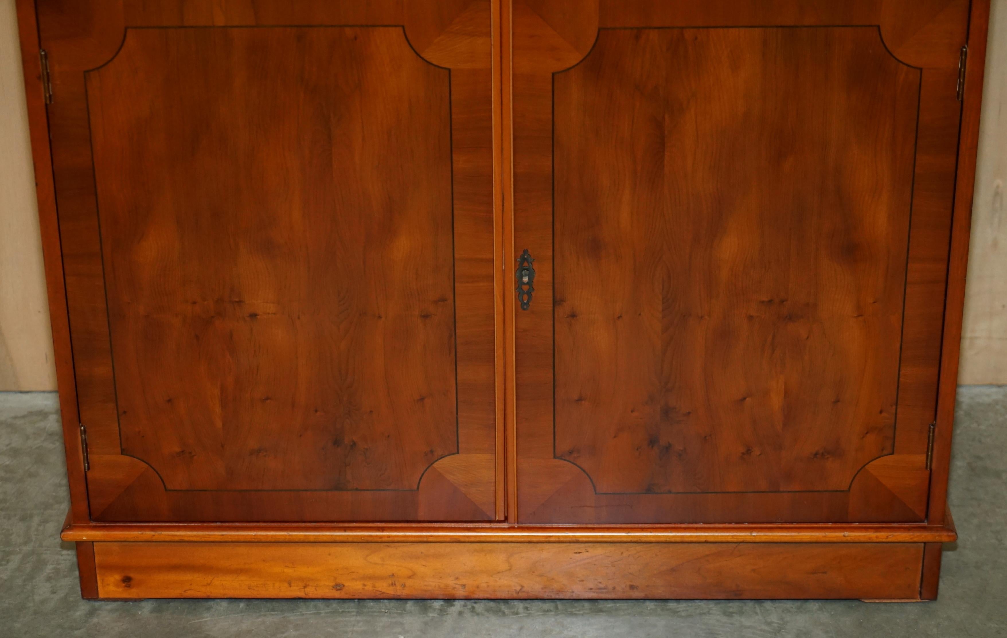 Hand-Crafted LOVELY VINTAGE BURR YEW WOOD TWO DRAWER & CUPBOARD SiDEBOARD For Sale