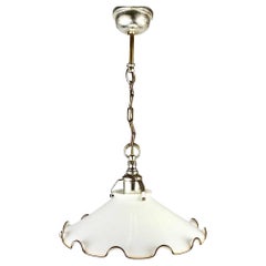 Lovely Vintage Chandelier with Glass Shade on Long Suspention