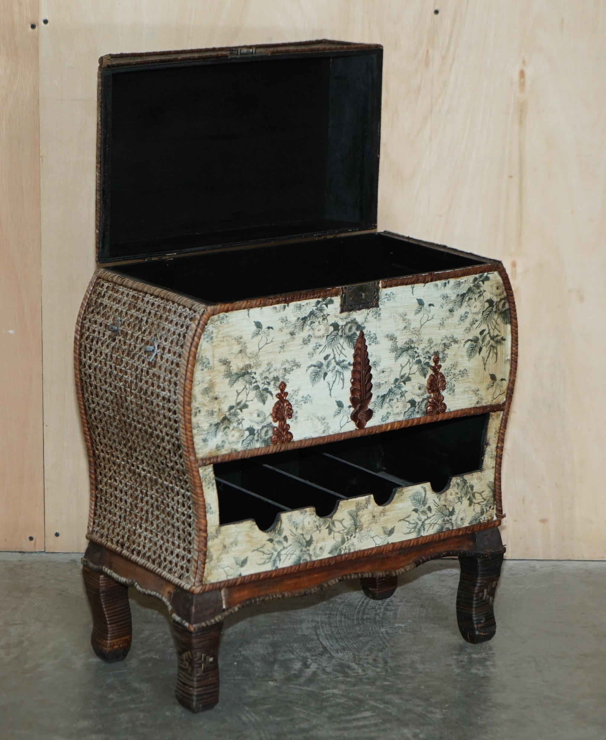 Lovely Vintage Chinese Wine Side Table Cabinet with Bottle & Glass Storage For Sale 8