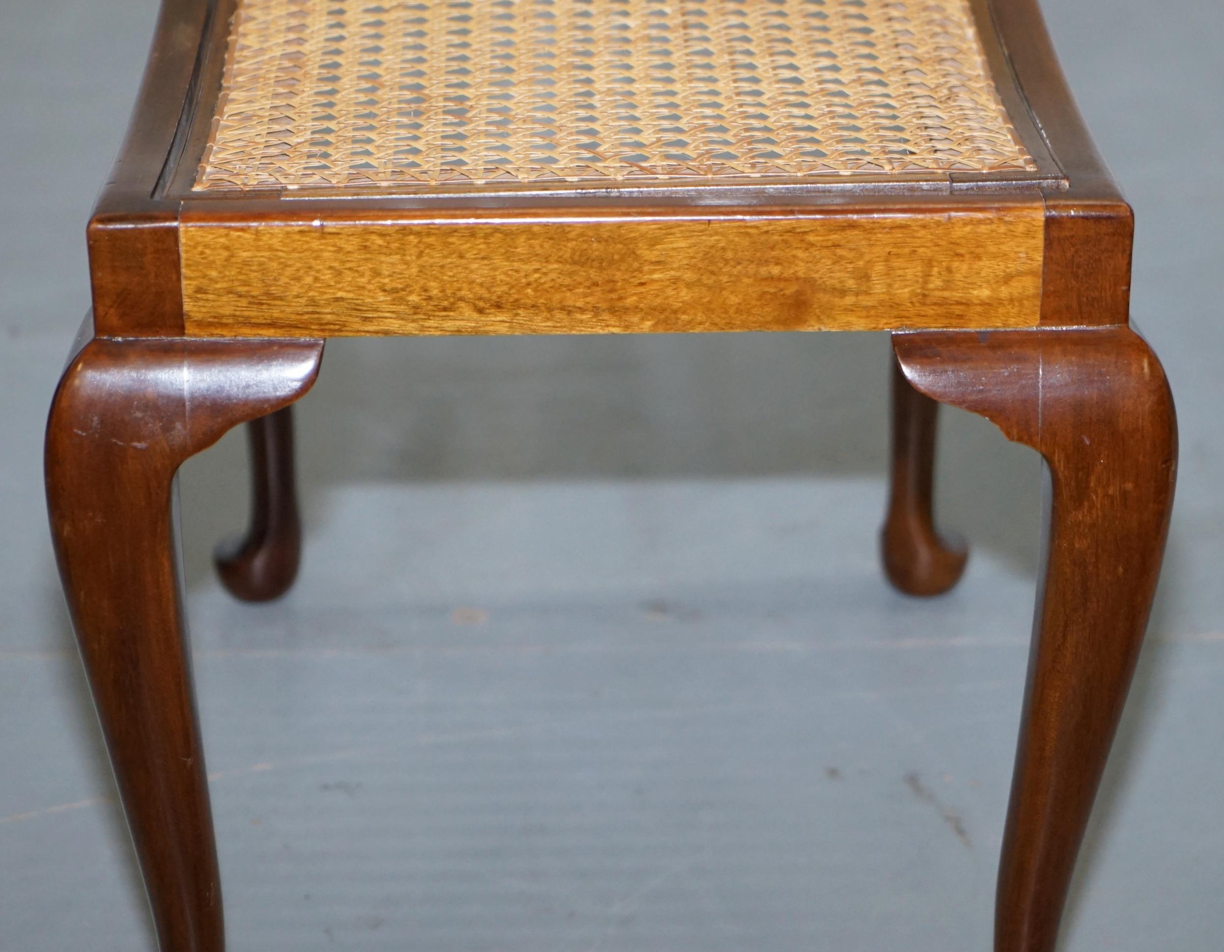 Lovely Vintage circa 1940s Rattan Berger Bench Stool Seat with Cabriolet Legs 7