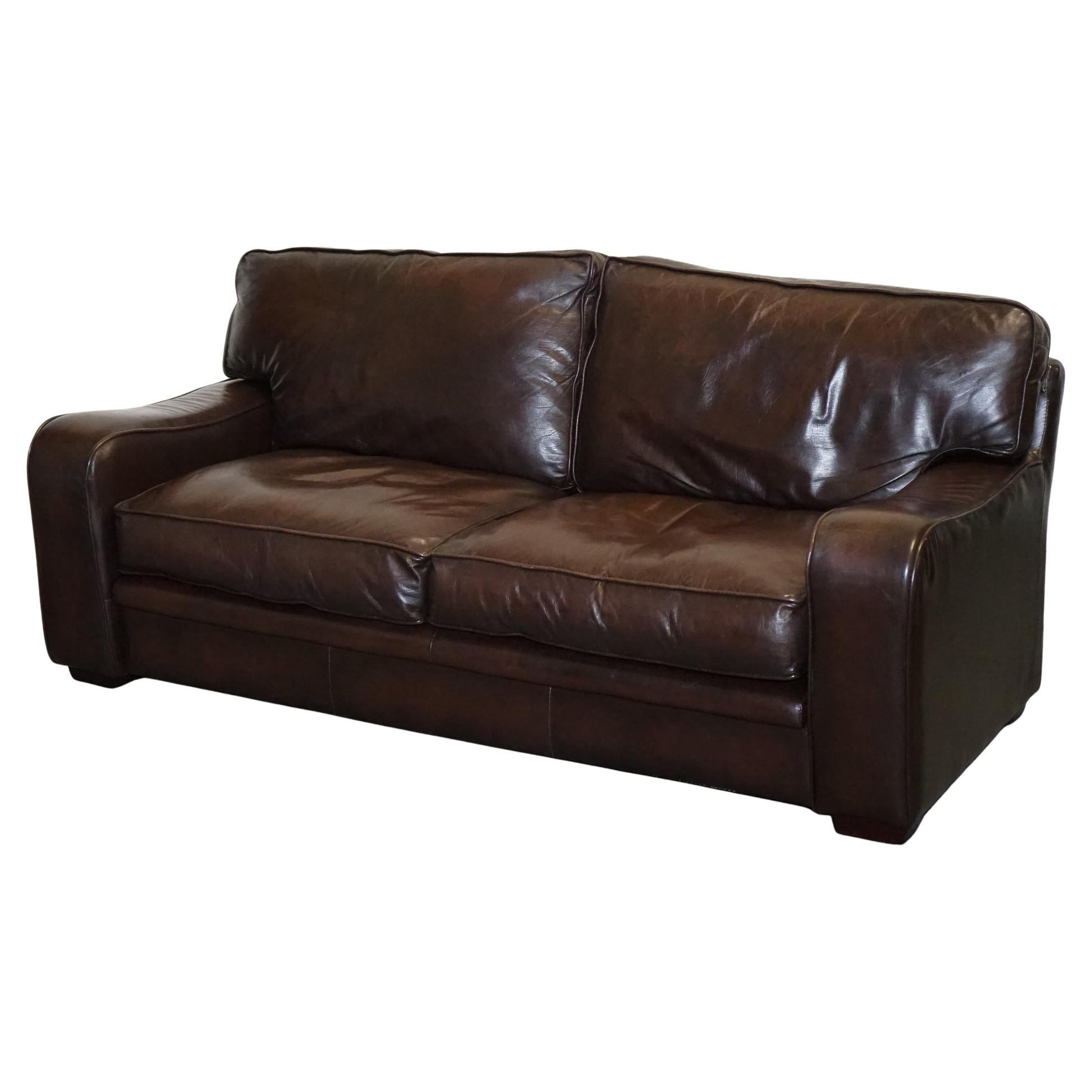 LOVELY ViNTAGE CLUB BROWN LEATHER TWO TO THREE SOFA