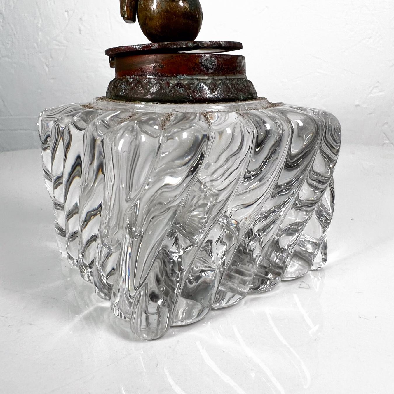 Lovely Vintage Cut Crystal Inkwell Brass Eagle Top For Sale 4
