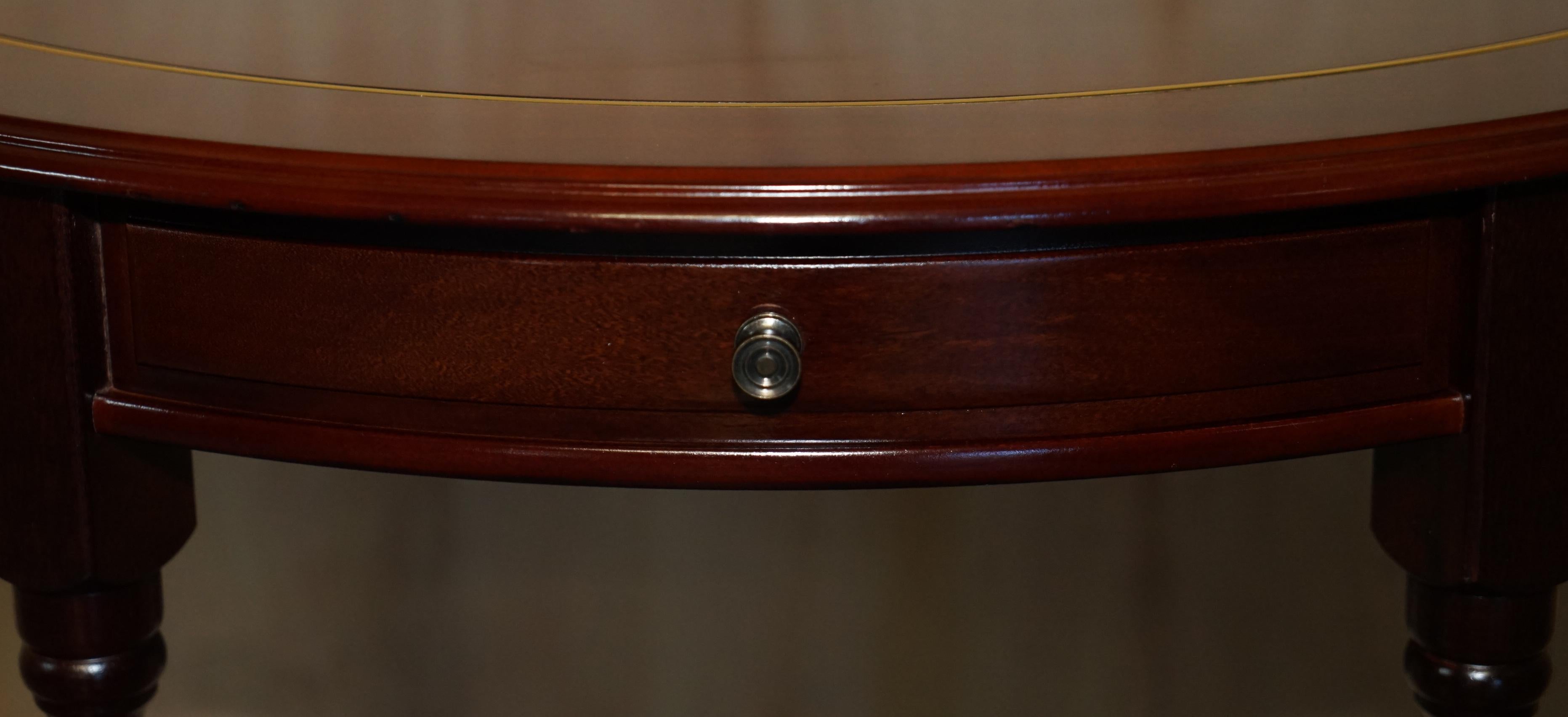 20th Century Lovely Vintage Demi Lune Console Table with Single Drawer in Flamed Hardwood For Sale