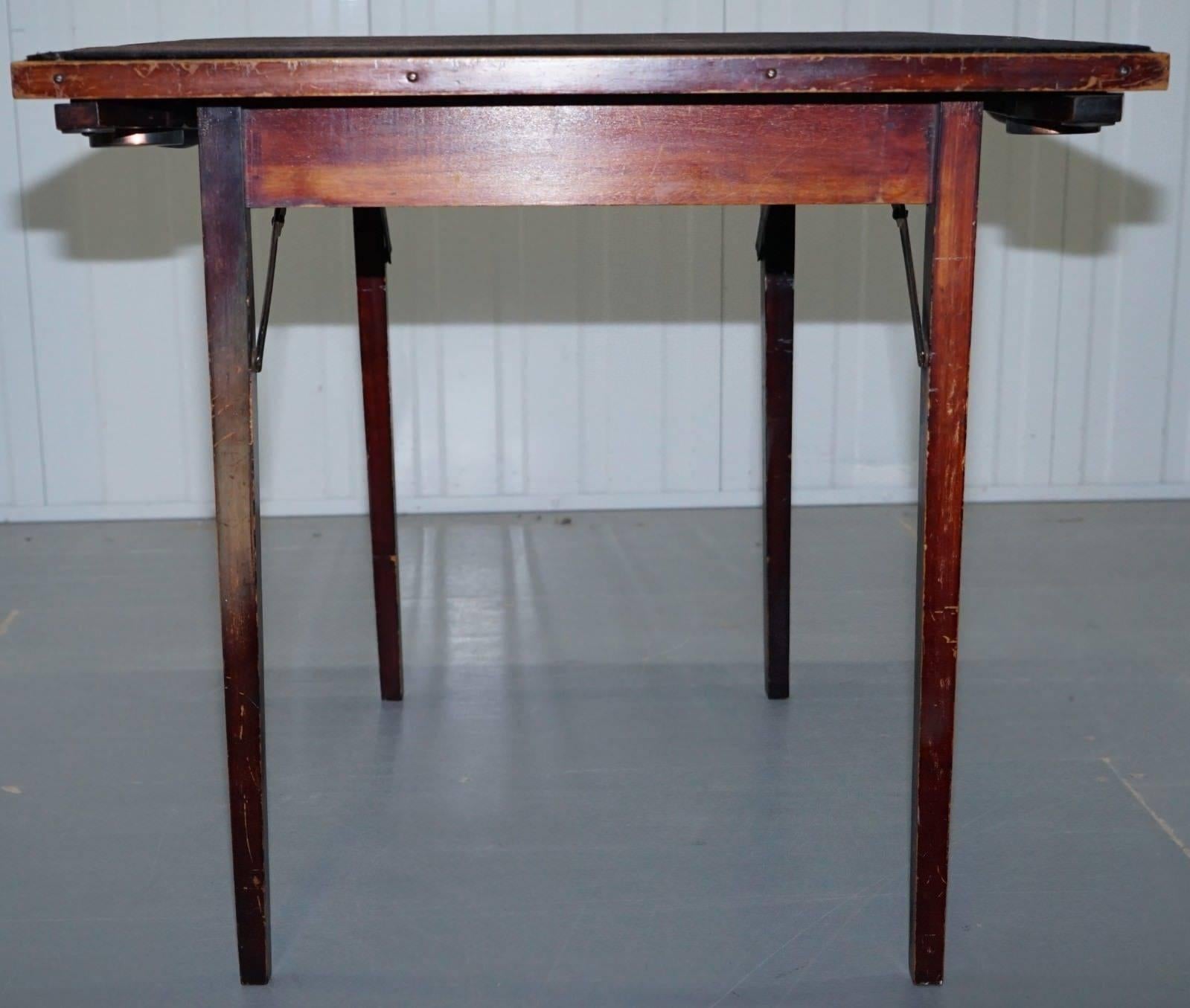 Mahogany Lovely Vintage Edwardian Folding Card Table Fully Stamped Registered x Trademark