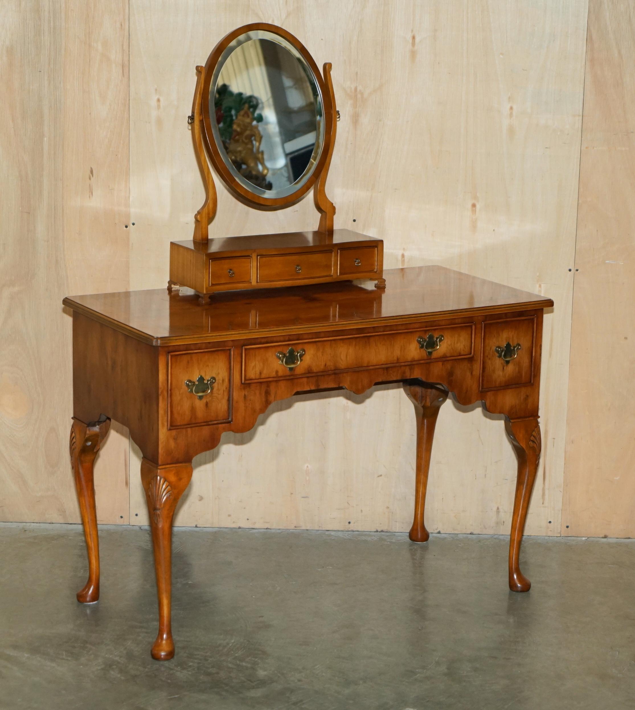 Royal House Antiques

Royal House Antiques is delighted to offer for sale this lovely vintage Burr Walnut English Dressing table, Mirror and side chair 

Please note the delivery fee listed is just a guide, it covers within the M25 only for the UK