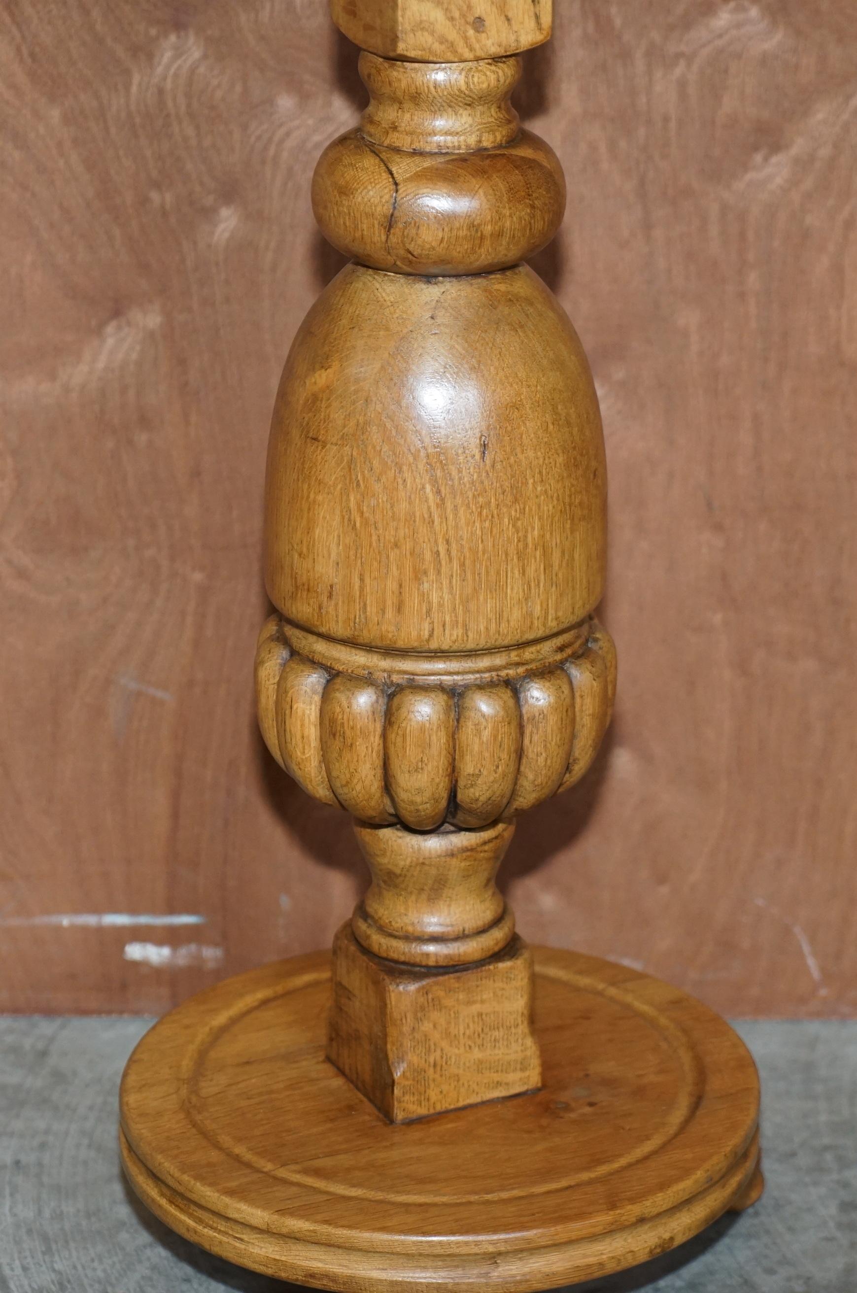 antique oak pedestal plant stand