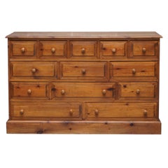 Lovely Vintage Farmhouse Pine Sideboard Sized Bank or Chest of Staggered Drawers
