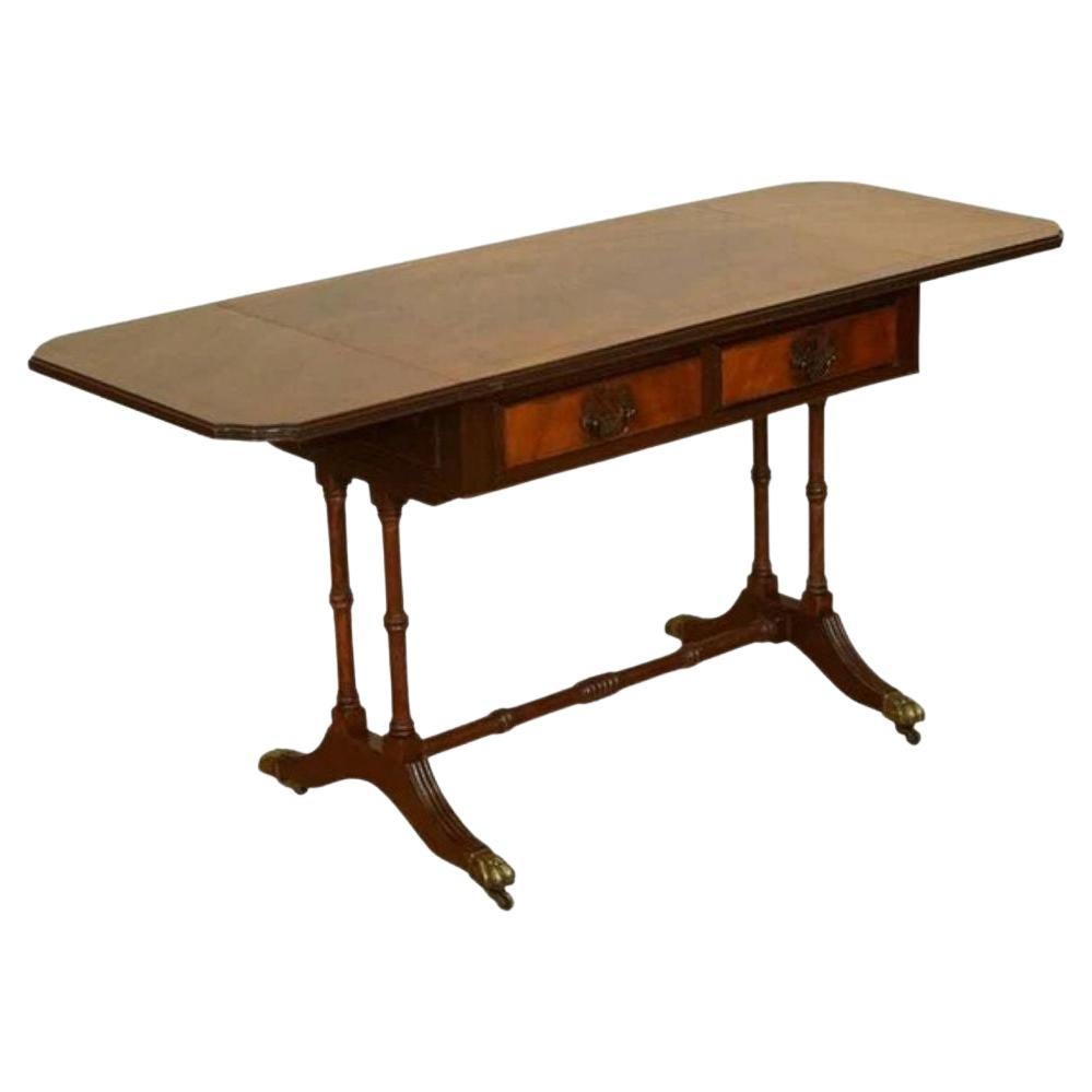 Lovely Vintage Flamed Hardwood Extending Drop Leaf Side End Table