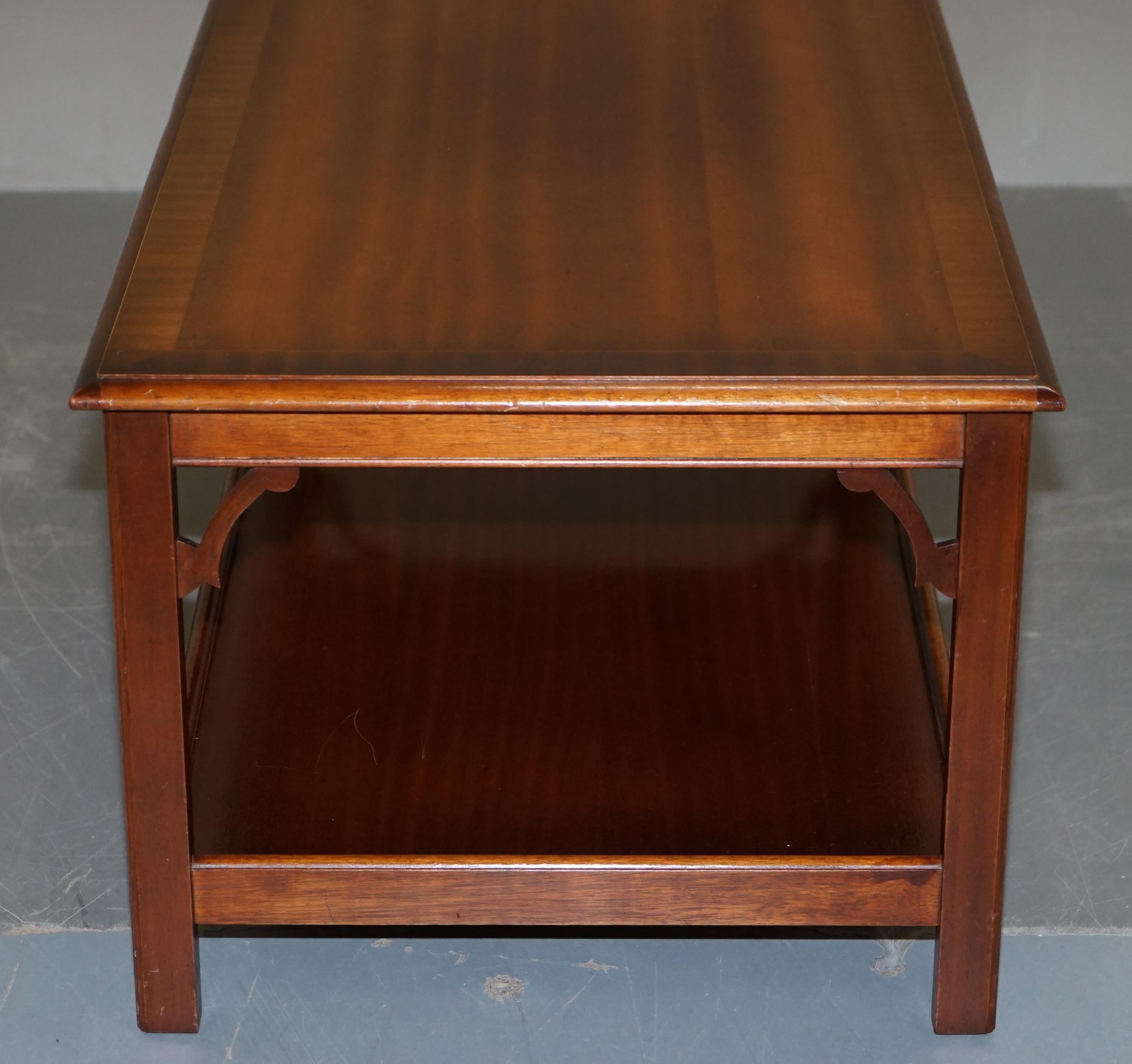 Lovely Vintage Flamed Hardwood Bradley Furniture Long Coffee Table Nice Design 5