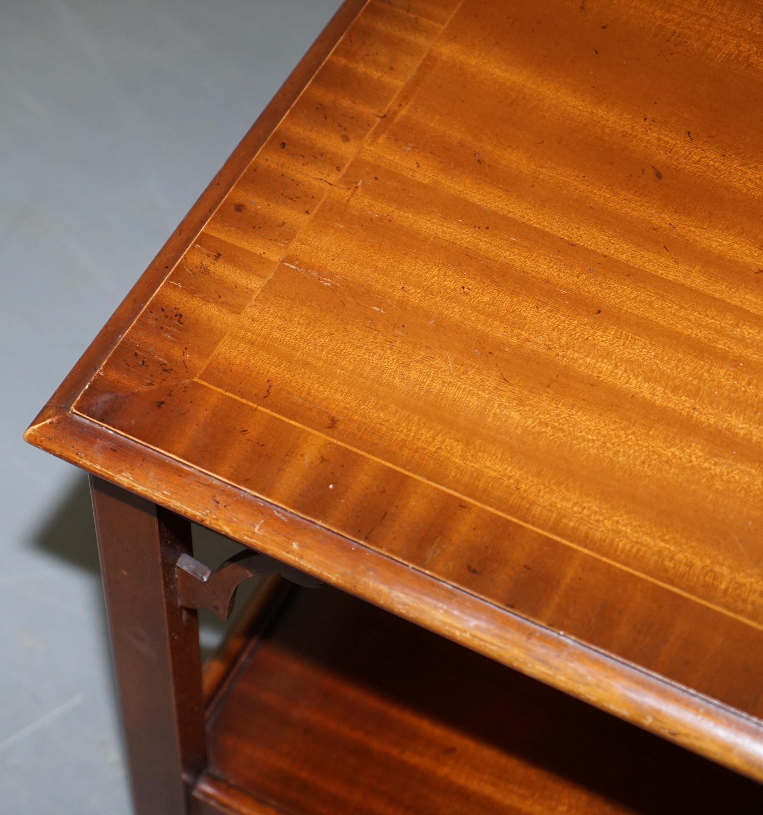 Lovely Vintage Flamed Hardwood Bradley Furniture Long Coffee Table Nice Design 9