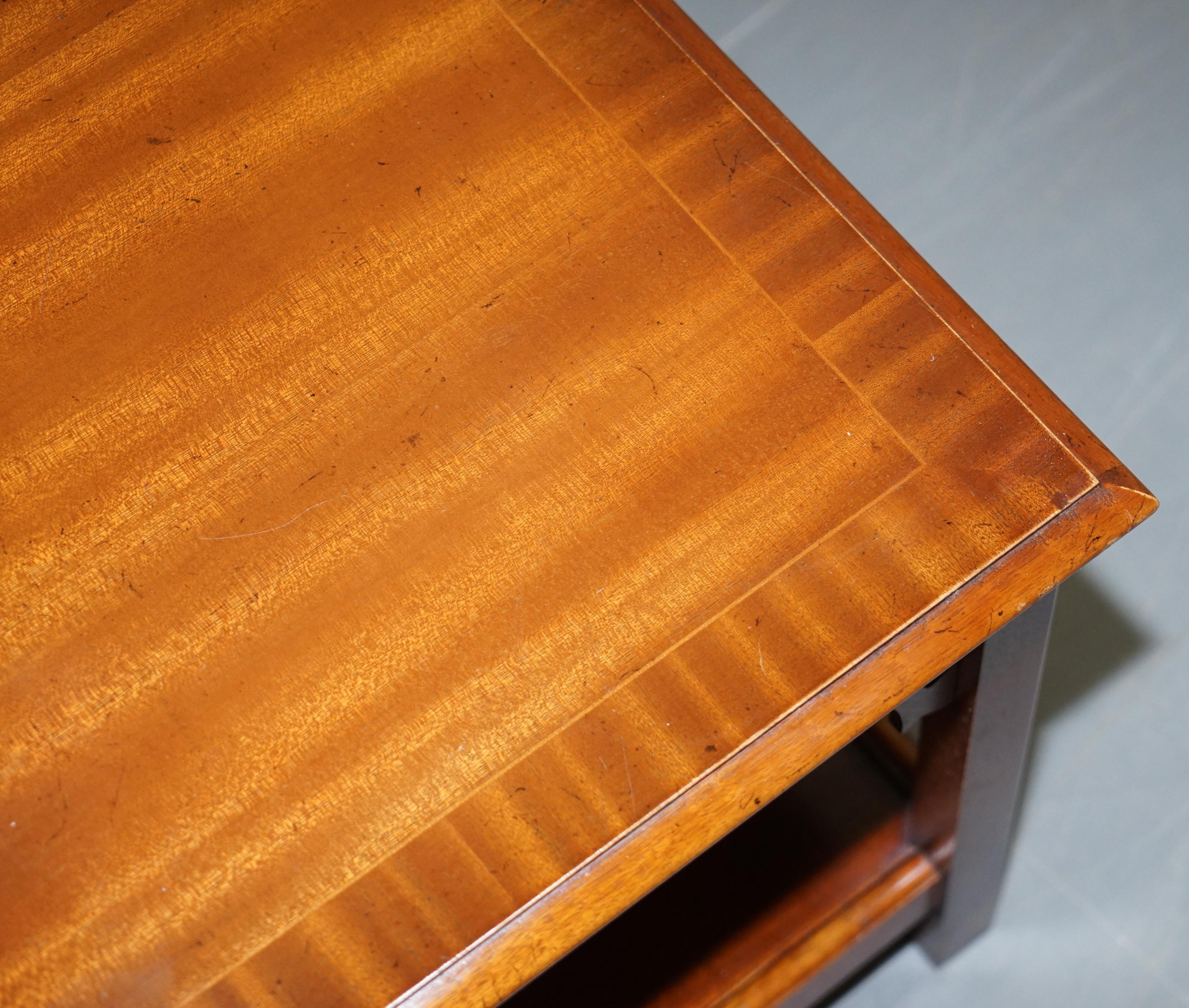 Hand-Crafted Lovely Vintage Flamed Hardwood Bradley Furniture Long Coffee Table Nice Design