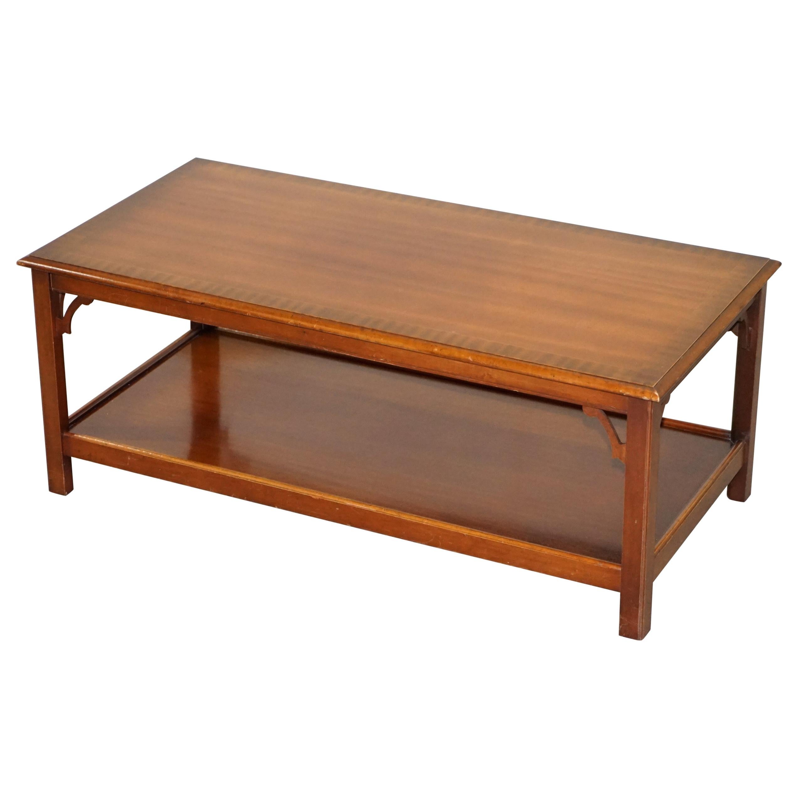 Lovely Vintage Flamed Hardwood Bradley Furniture Long Coffee Table Nice Design