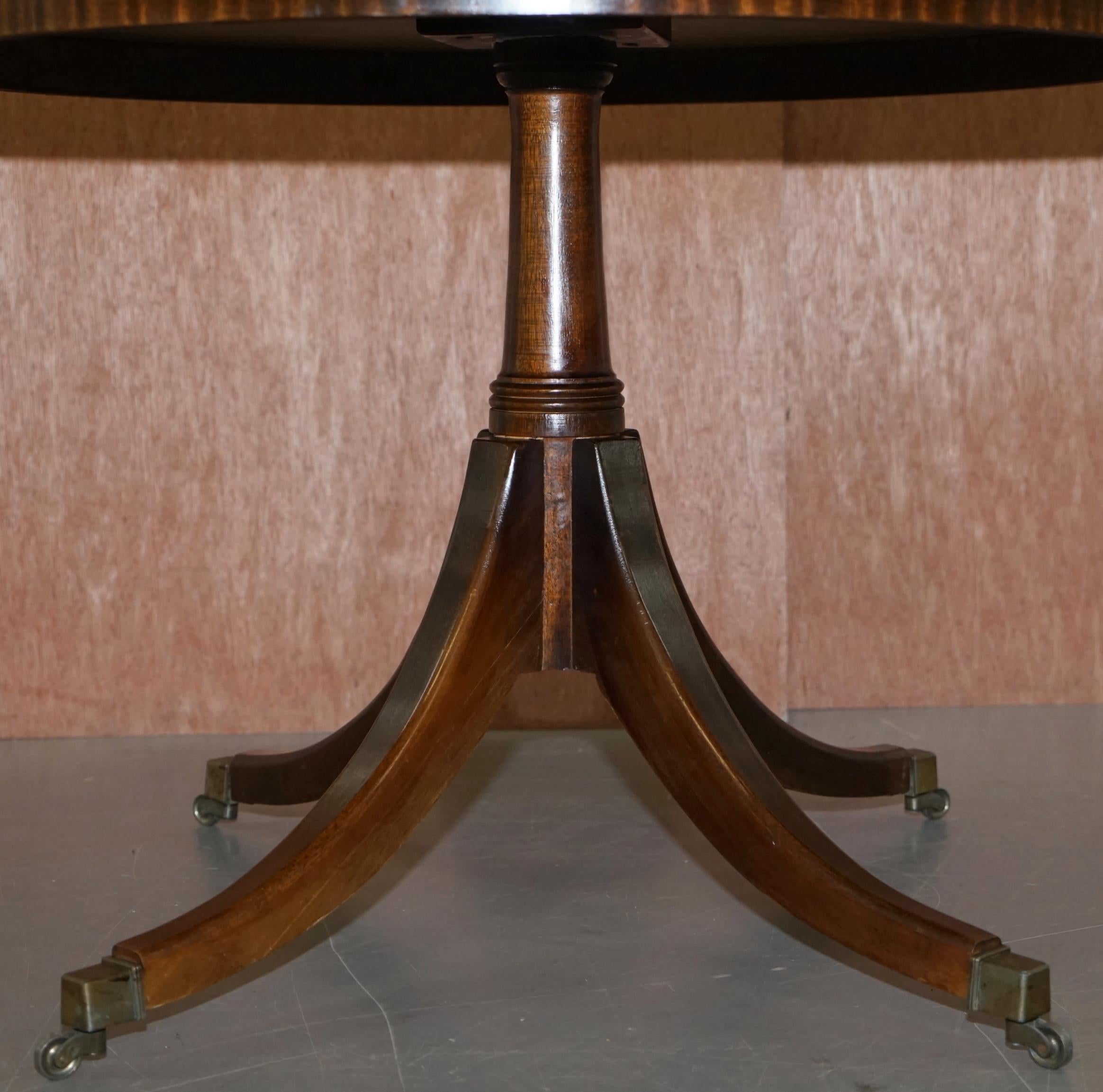 Lovely Vintage Flamed Mahogany Centre Occasional Table Leather Top Gold Leaf 3