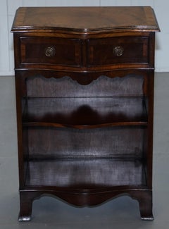 Lovely Vintage Flamed Mahogany Side Table Cabinet Bookcase with Twin Drawers