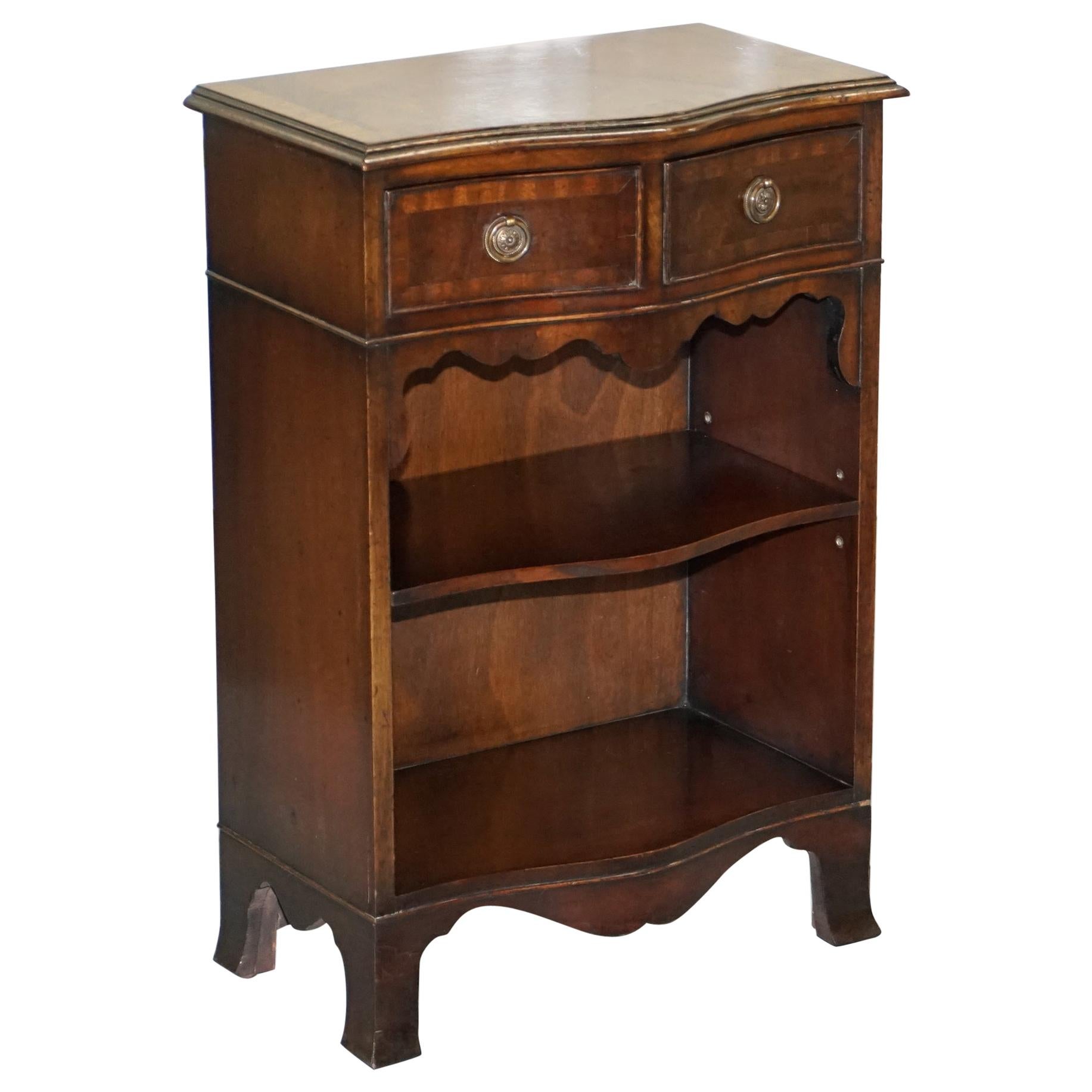 Lovely Vintage Flamed Mahogany Side Table Bookcase with Twin