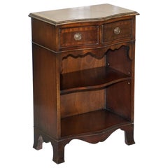 Lovely Vintage Flamed Mahogany Side Table Cabinet Bookcase with Twin Drawers