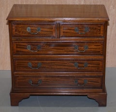 Lovely Vintage Flamed Hardwood Side Table Sized Chest of Drawers Utilitarian