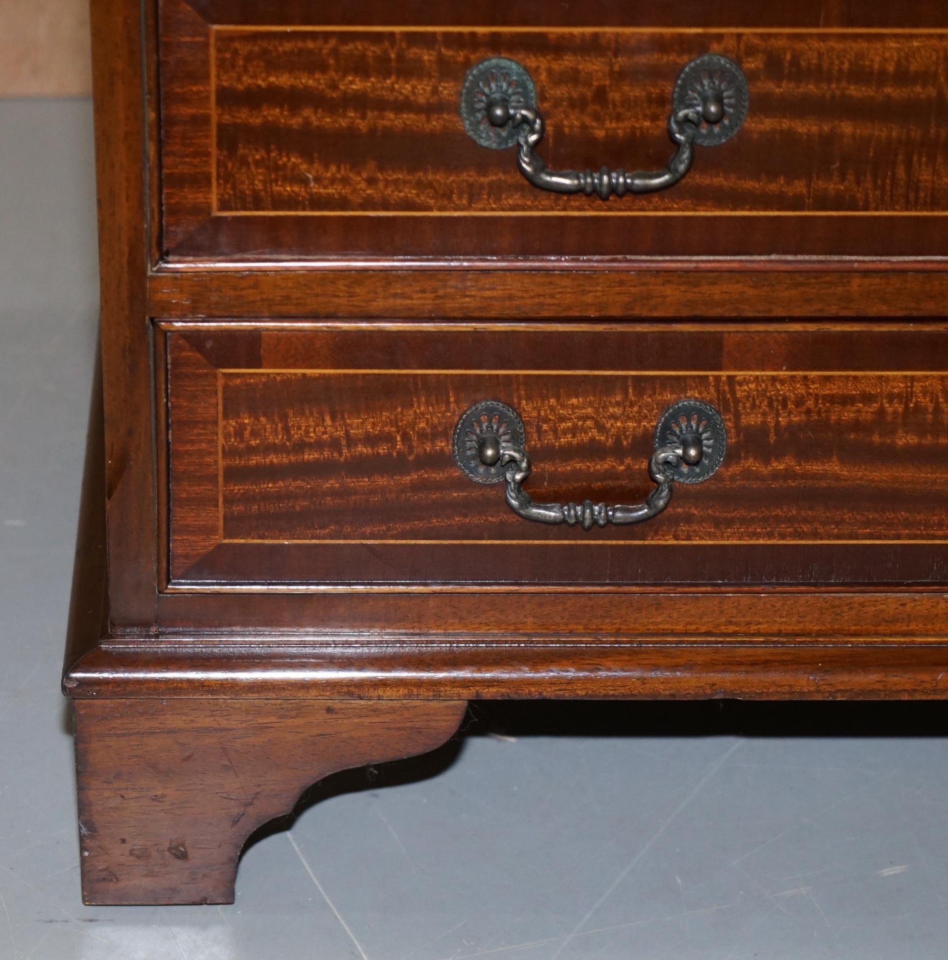 Hand-Crafted Lovely Vintage Flamed Hardwood Side Table Sized Chest of Drawers Utilitarian For Sale