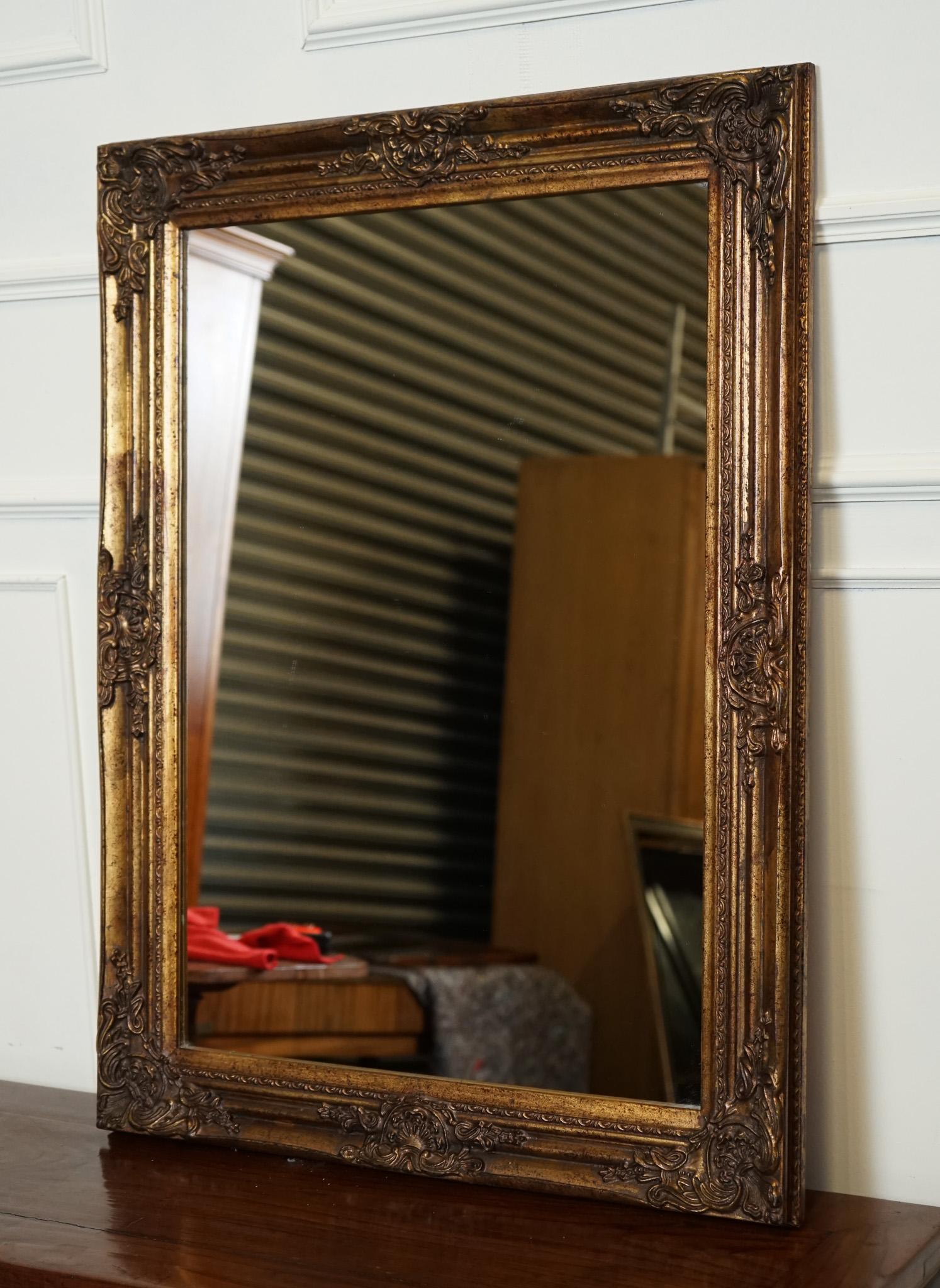 British LOVELY VINTAGE FRENCH GOLD GILTED WALL MIRROR j1 For Sale