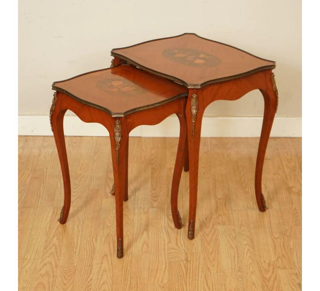Louis XV Lovely Vintage French Inlaid Parquetry Nest of Tables For Sale