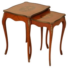 Lovely Used French Inlaid Parquetry Nest of Tables