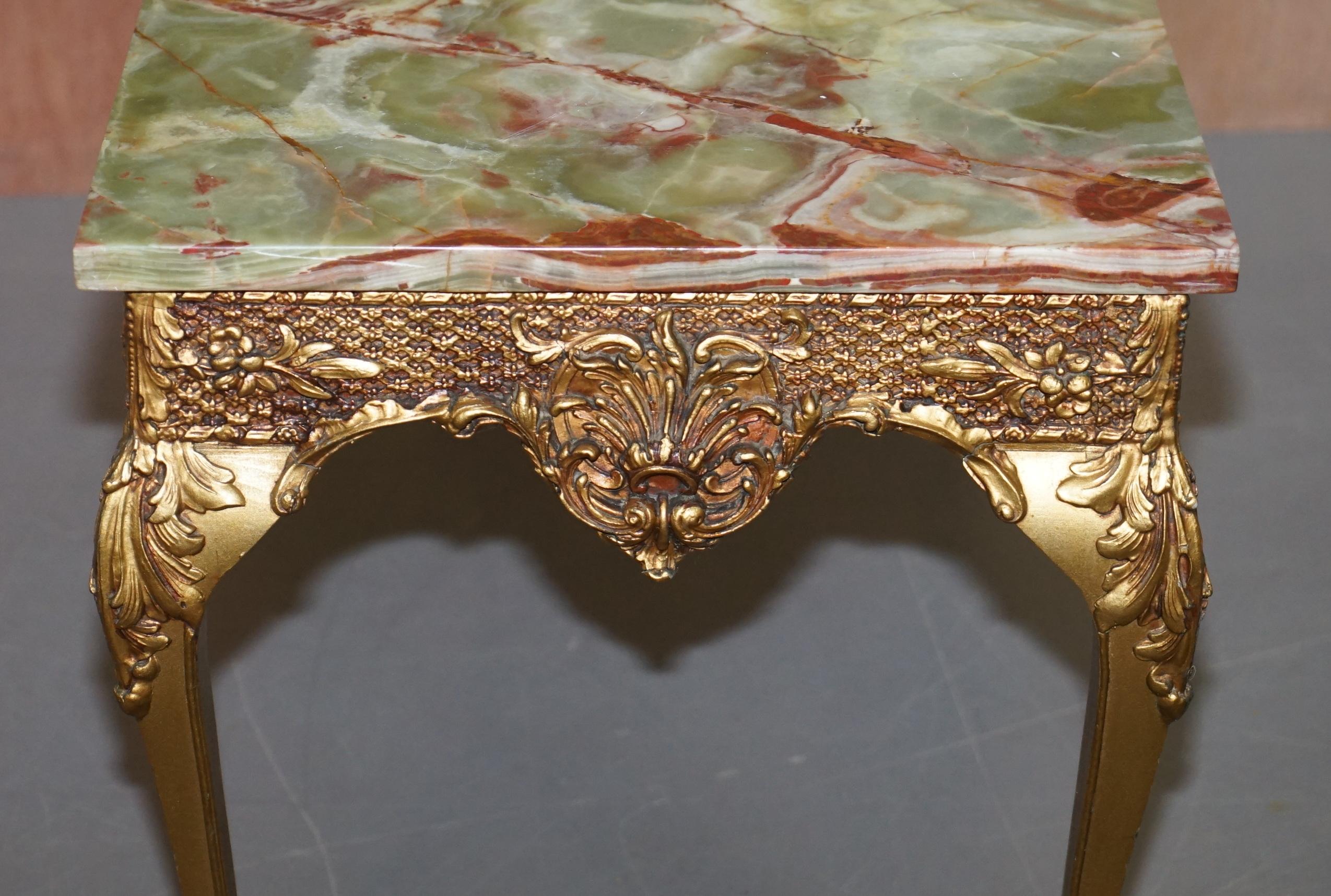 Lovely Vintage French Thick Marble Topped Coffee or Cocktail Table Gilt Frame 9