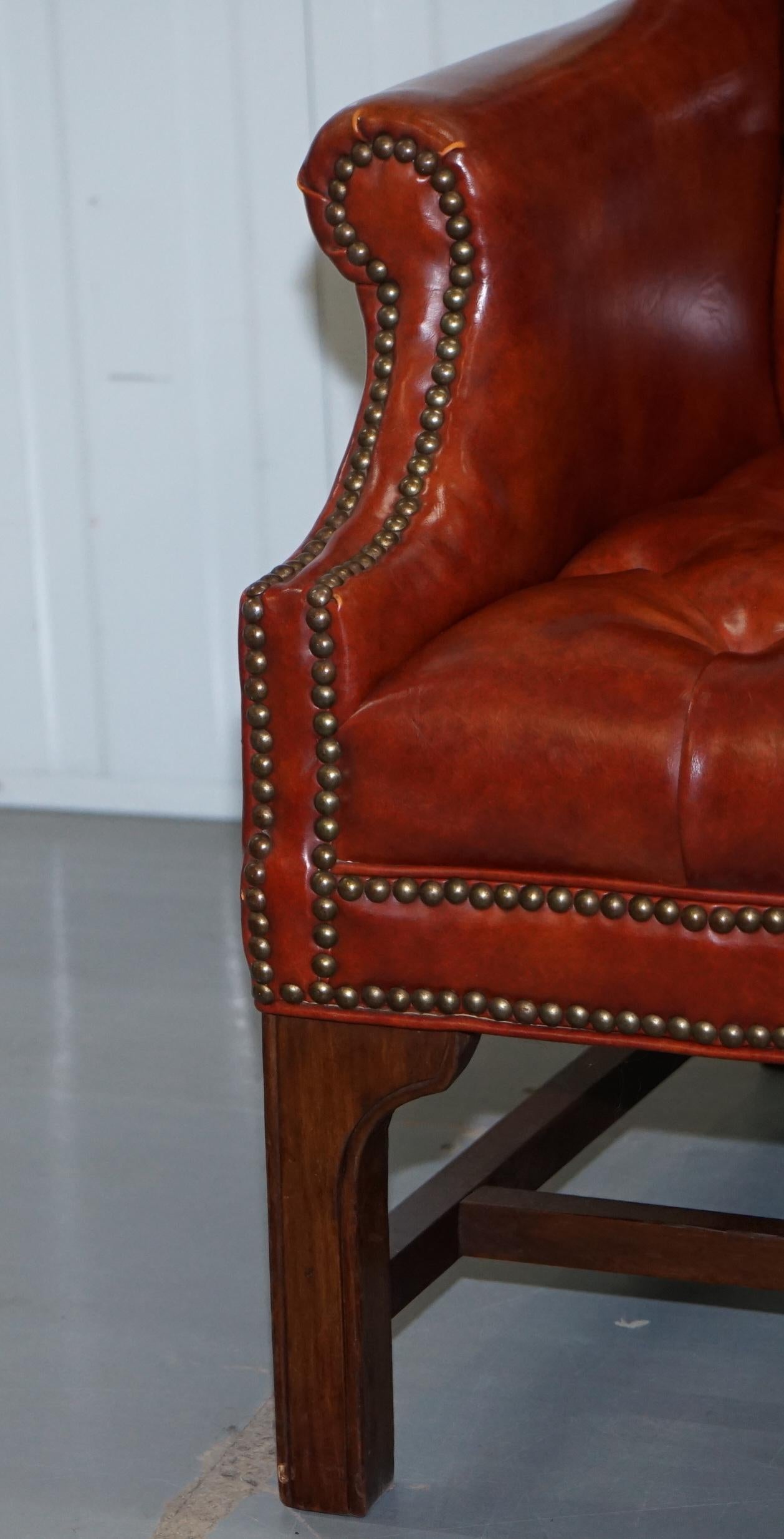 Lovely Vintage Fully Buttoned Chesterfield Wingback Armchair Nice Upholstery 2