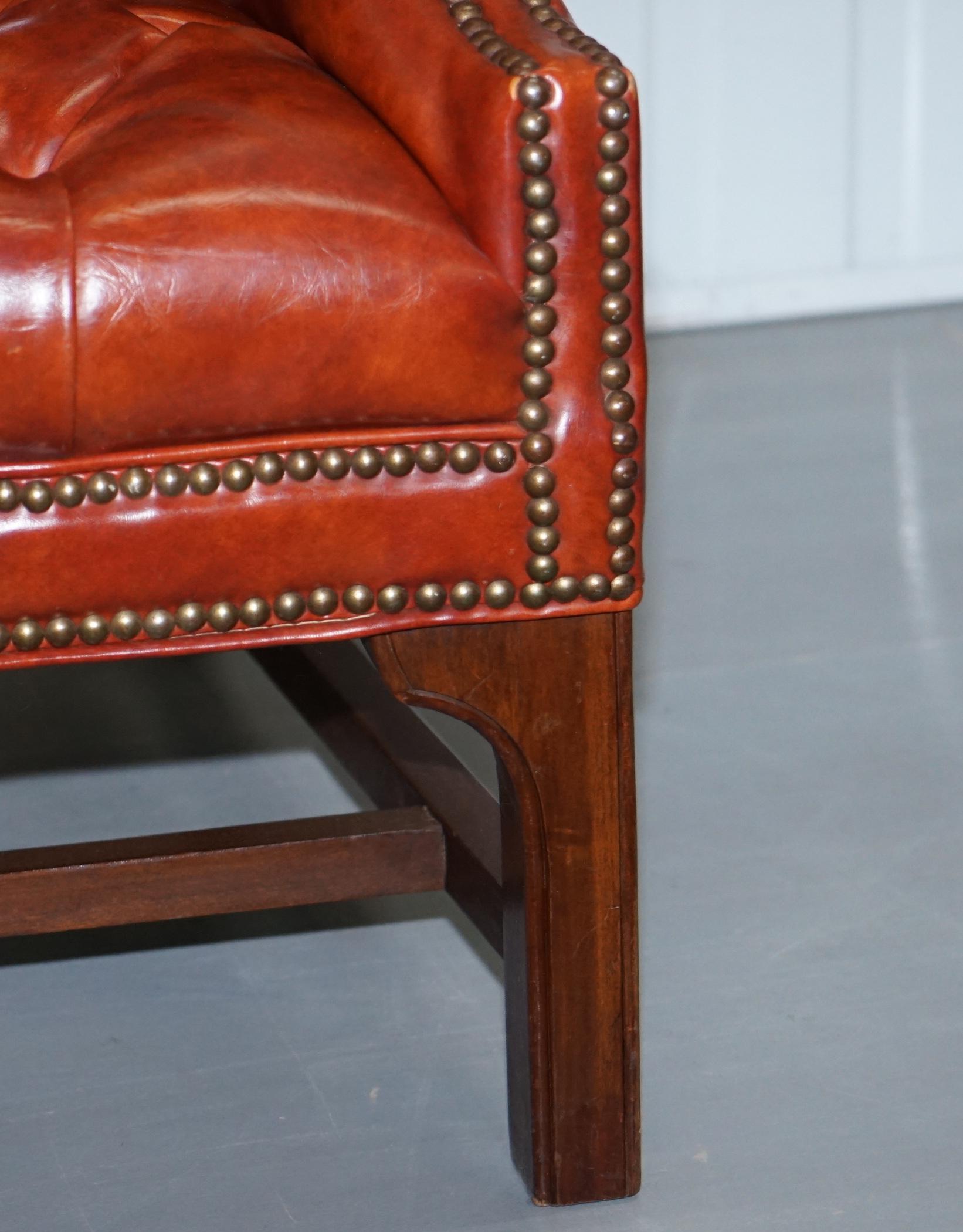 Lovely Vintage Fully Buttoned Chesterfield Wingback Armchair Nice Upholstery 7