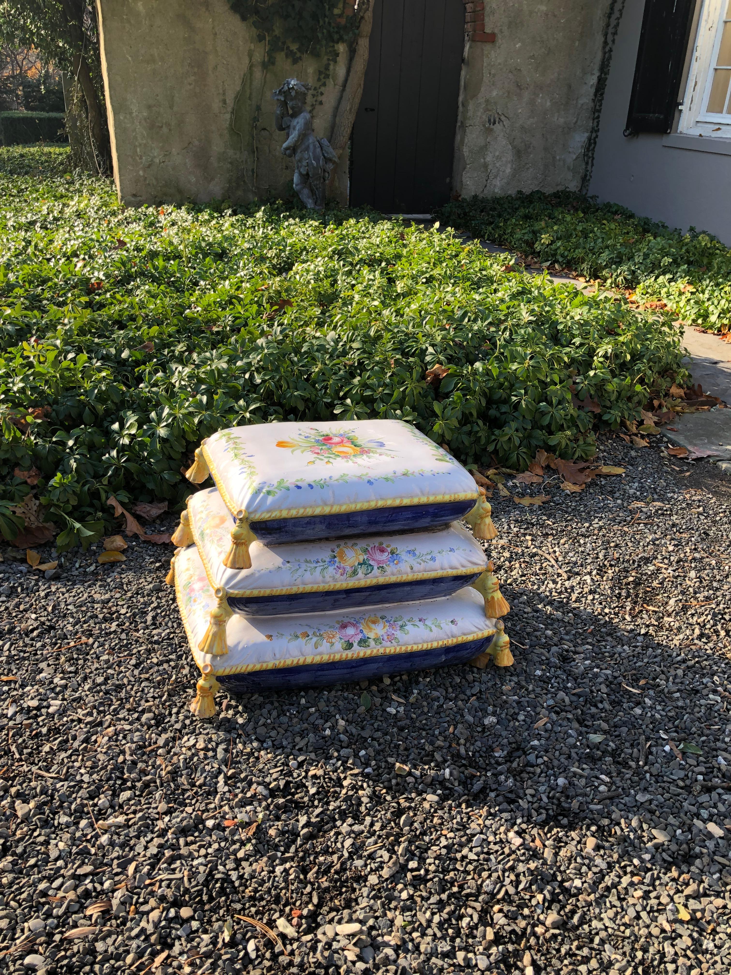 Lovely Vintage Garden Stool in Stacked Cushion Motife 2