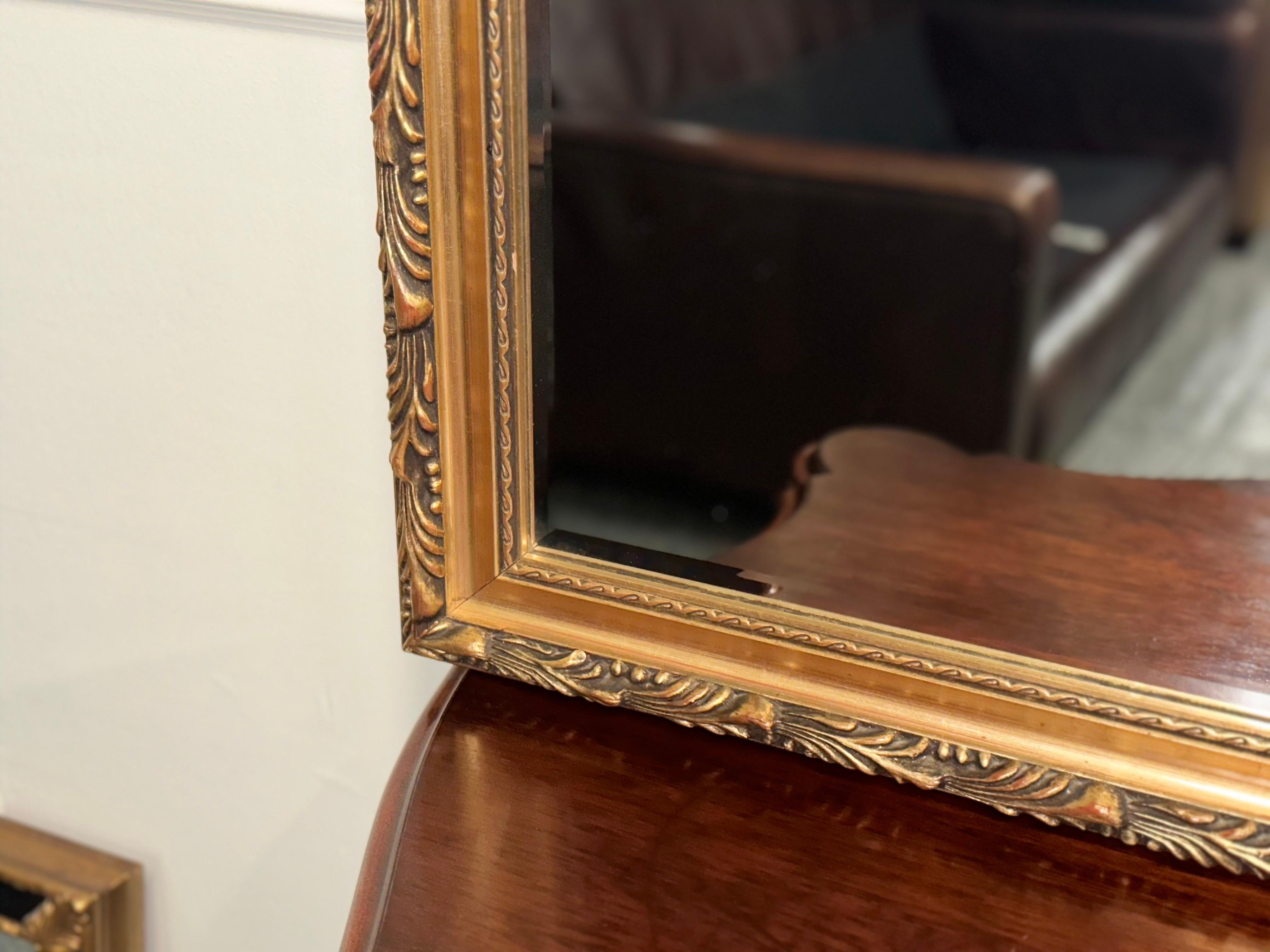 Hand-Crafted Lovely Vintage Gold Ornate Bevelled Mirror For Sale