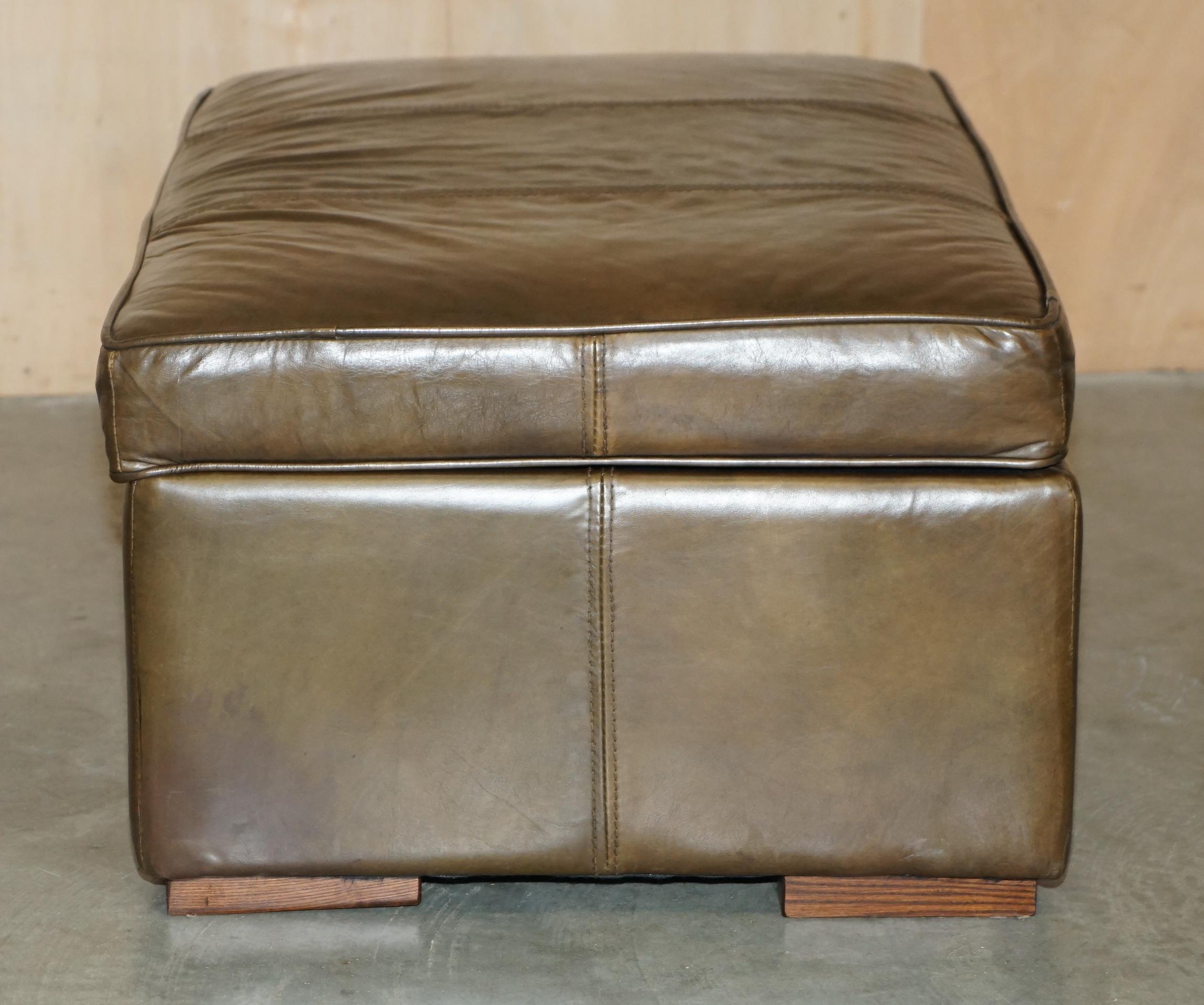 LOVELY ViNTAGE HALO REGGIO GROUCHO CUERO MARRON GUARDABARROS OTTOMAN FOOTSTOOL en venta 3