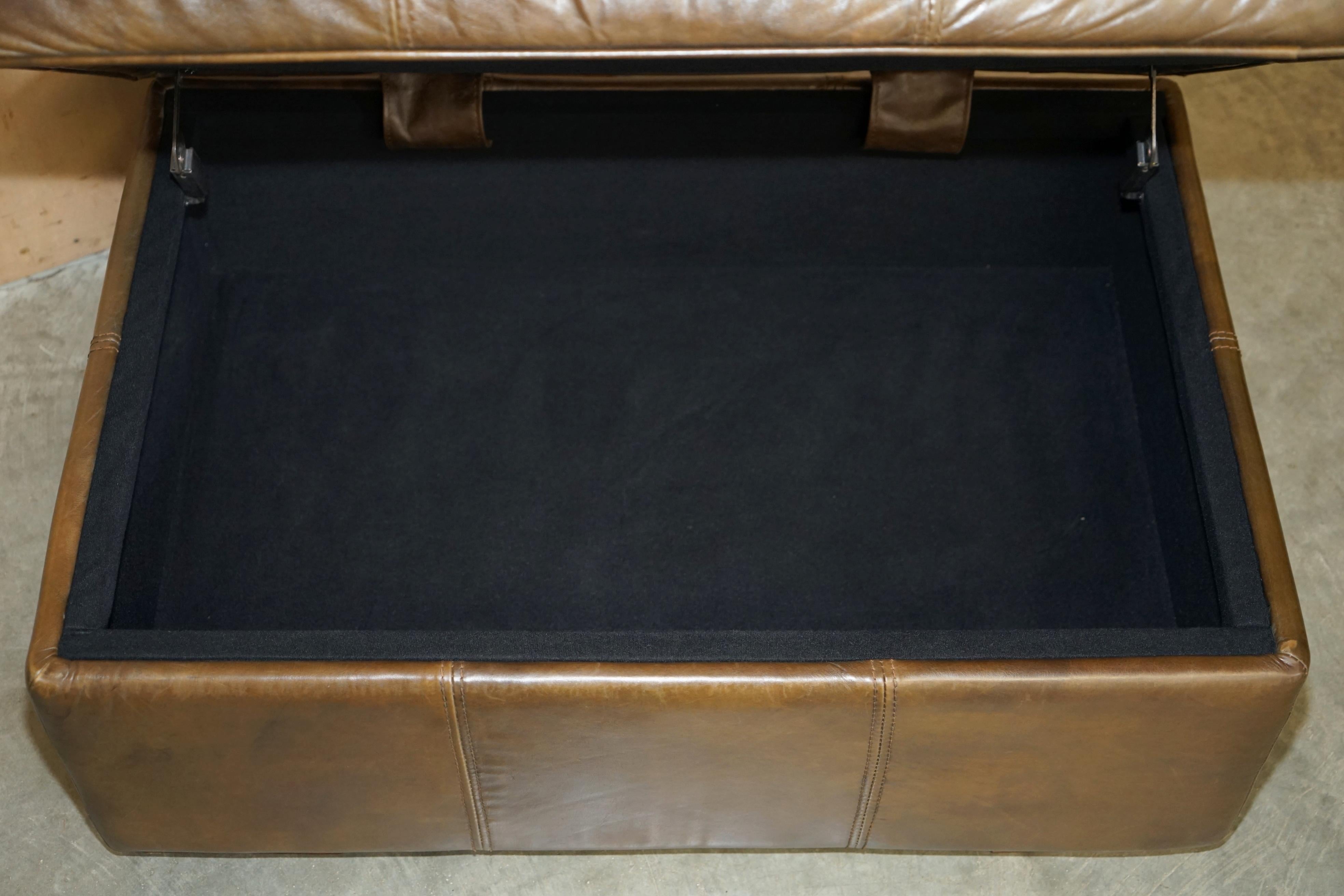 LOVELY ViNTAGE HALO REGGIO GROUCHO CUERO MARRON GUARDABARROS OTTOMAN FOOTSTOOL en venta 6