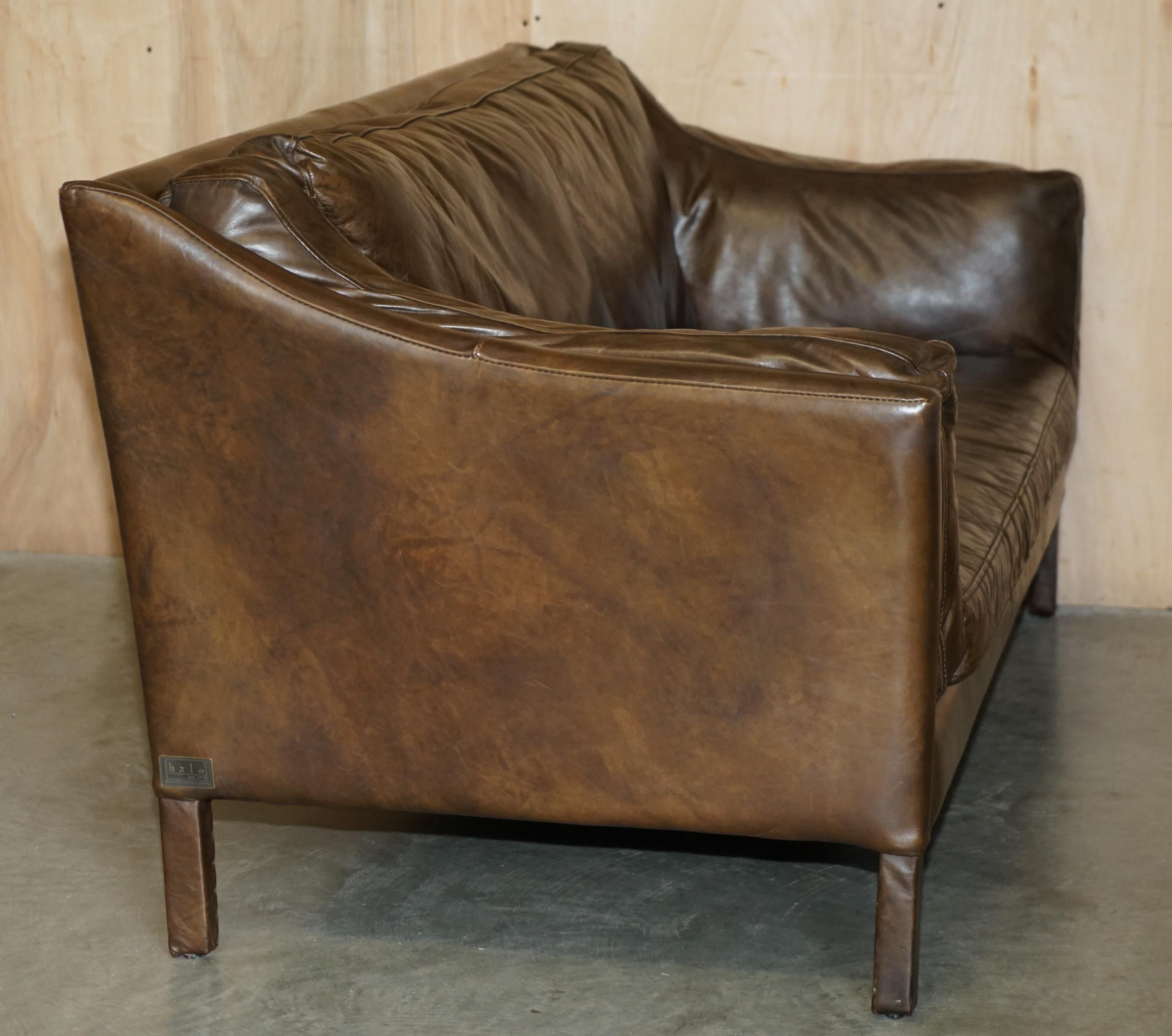 LOVELY ViNTAGE HALO REGGIO TIMOTHY OULTON BROWN LEATHER SOFA im Angebot 4
