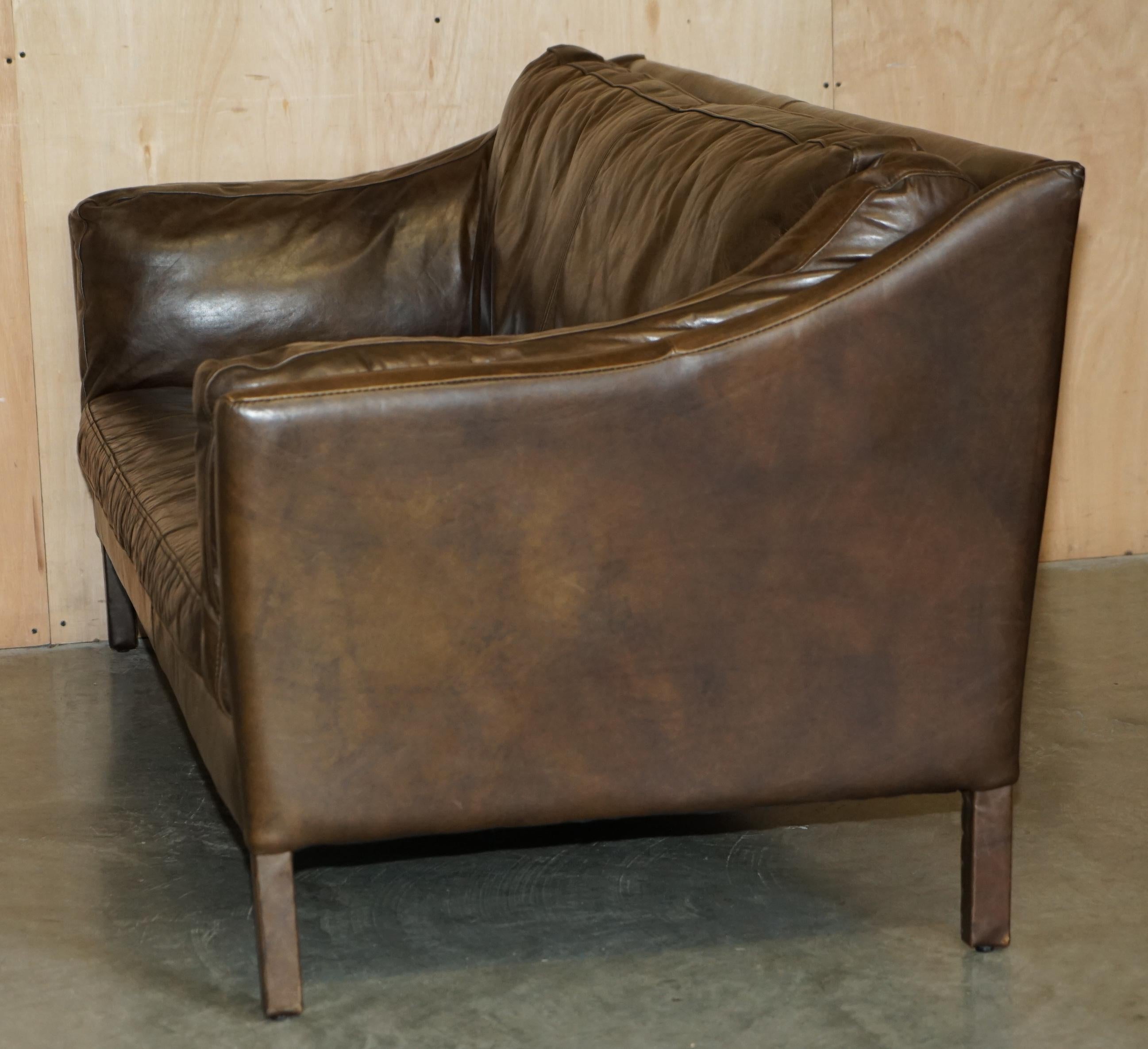LOVELY ViNTAGE HALO REGGIO TIMOTHY OULTON BROWN LEATHER SOFA im Angebot 8