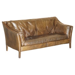 LOVELY ViNTAGE HALO REGGIO TIMOTHY OULTON BROWN LEATHER SOFA