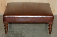 LOVELY ViNTAGE HANDGEFÄRBTES BRAUNES LEDER GEORGE SMITH LARGE 2 PERSON FOOTSTOOL