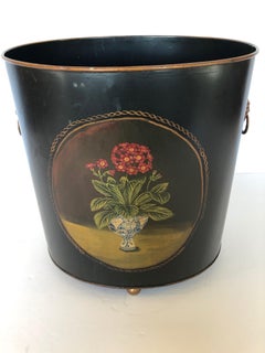 Lovely Vintage Hand Painted Tole Waste Basket