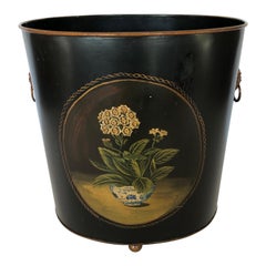 Lovely Vintage Hand Painted Tole Waste Basket