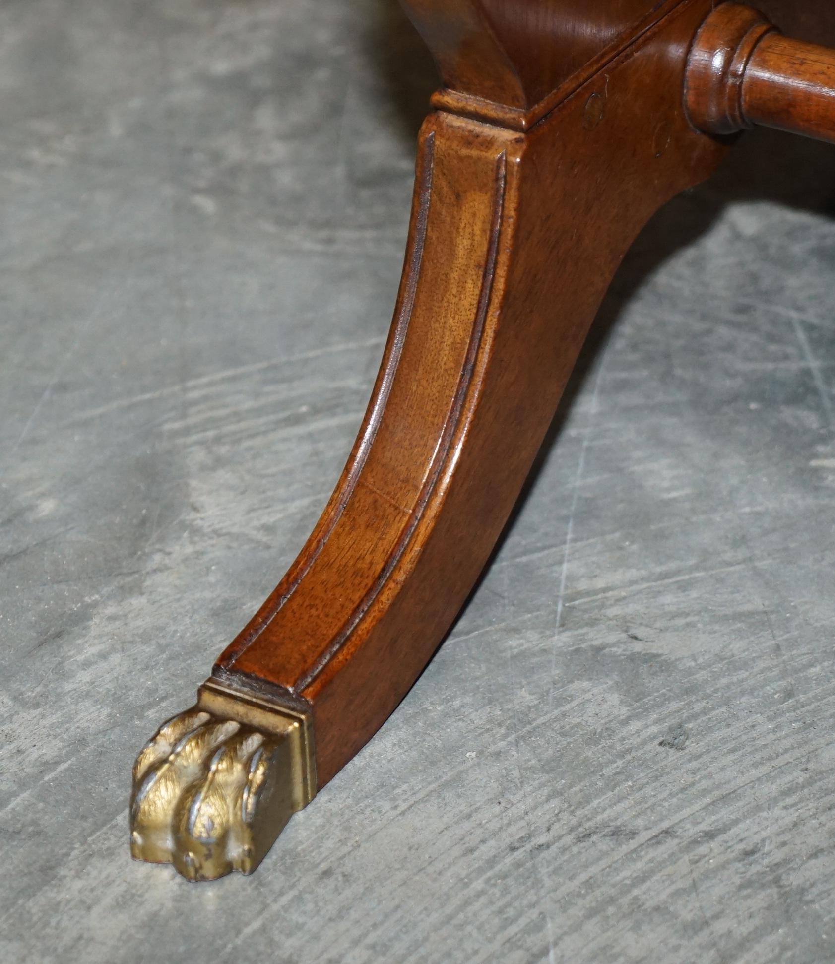 Lovely Vintage Hardwood & Brown Leather Large Coffee Cocktail Table Nice Frame For Sale 4