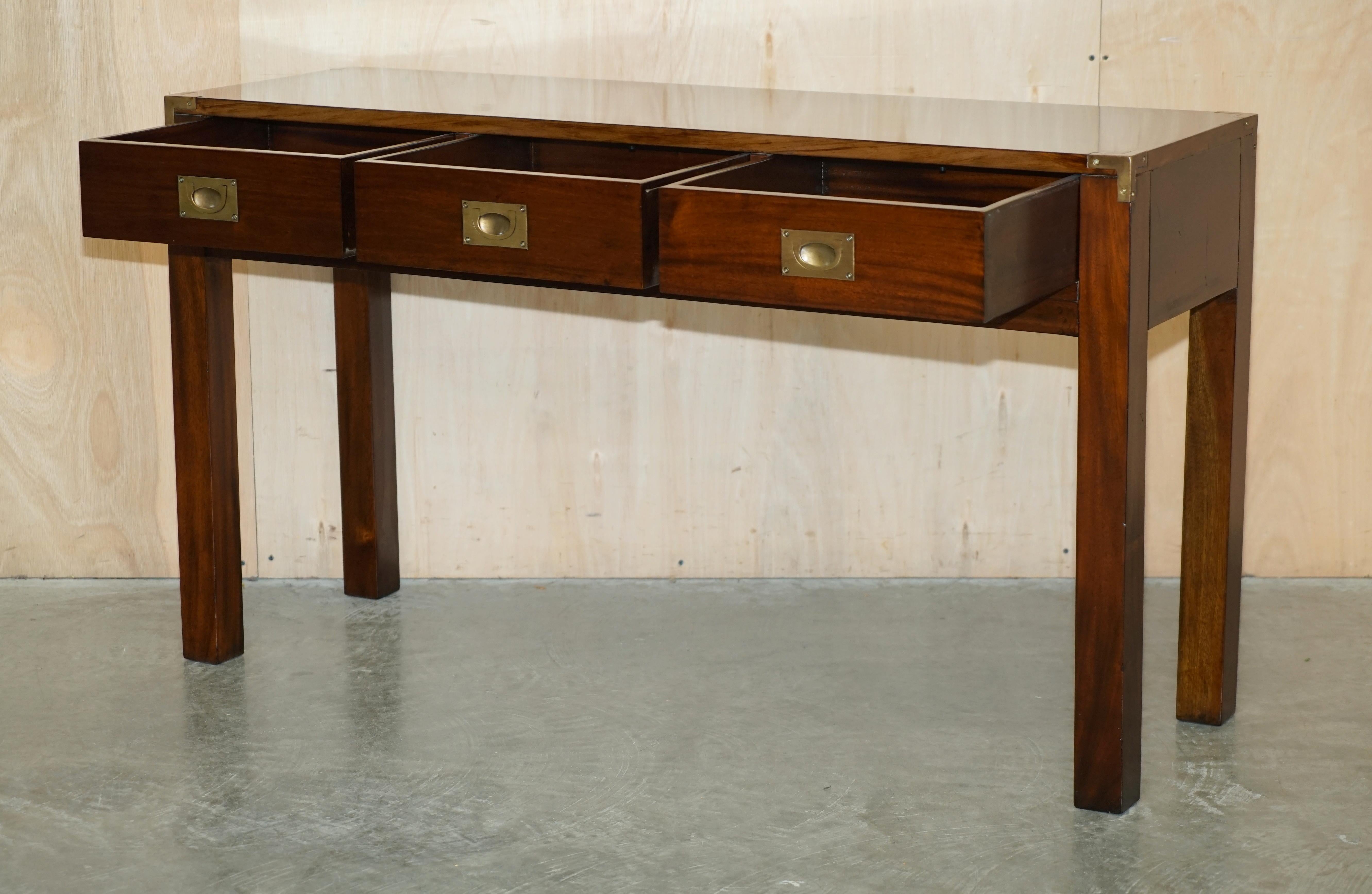 Lovely Vintage Harrods Kennedy Military Campaign Console Table Sideboard Drawers For Sale 9